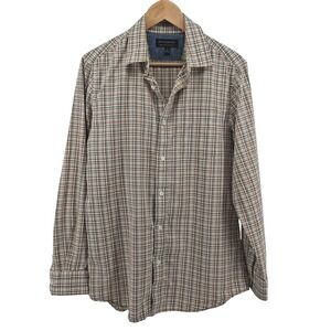 Banana Republic Mens M Slim Fit Soft Wash Plaid Button Down Shirt‎ Brown Green